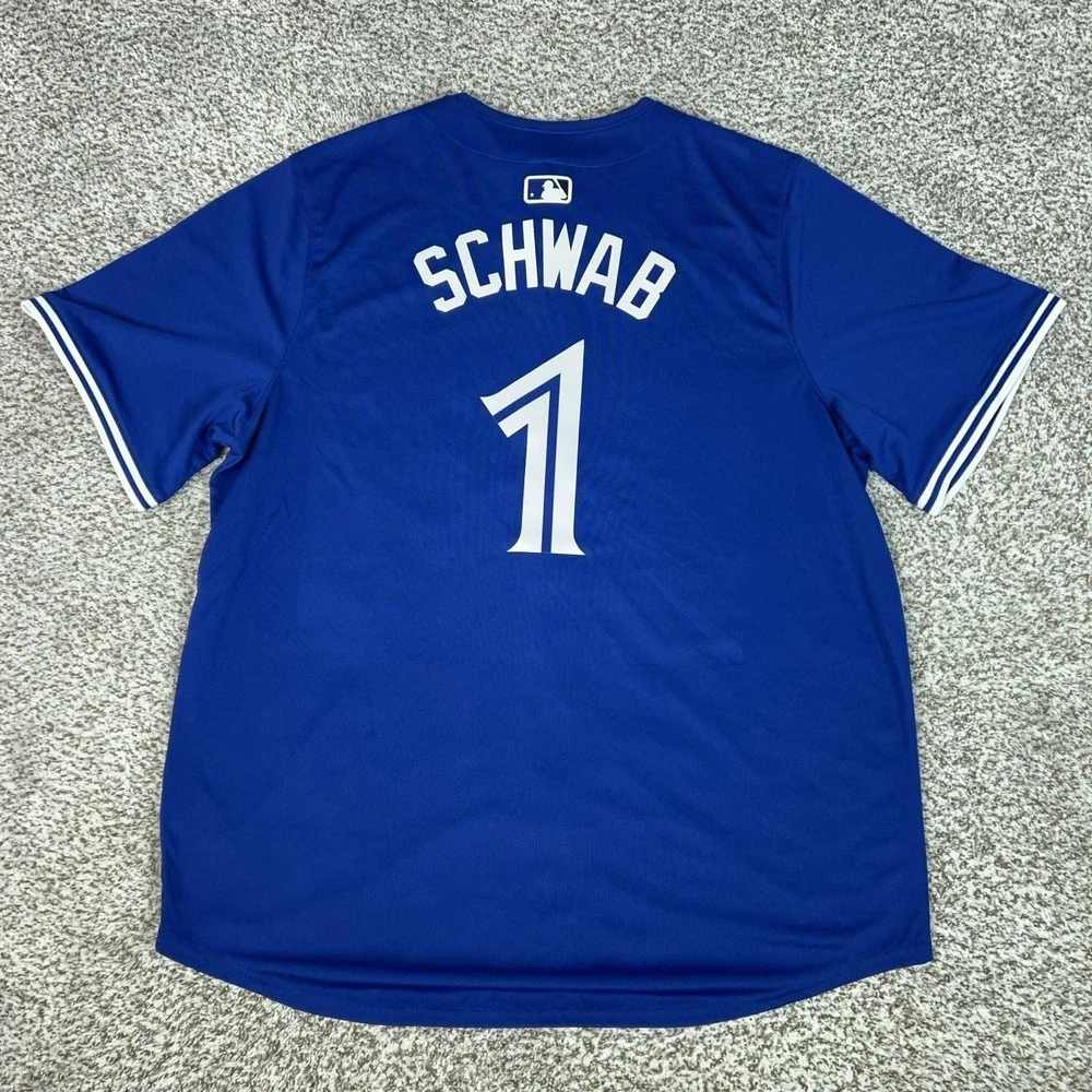 Toronto Blue Jays Jersey Mens XL Blue MLB Baseball Nike Schwab 1 Top Custom MLB